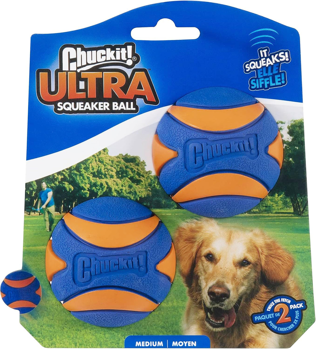 Chuckit! Ultra Squeaker Ball Dog Toy for Medium Breeds  - Pack of 2